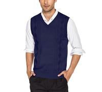 COOFANDY Sleeveless Jumpers for Men Knitted Pullover Vest Winter Tank Top Jumper Knitted Gilets Lightweight Jumpers Vest Gentlemen Knitwear Navy Blue S