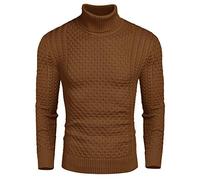 COOFANDY Sweaters for Men Turtle Neck Jumpers Rollneck Sweater Winter Jumpers Turtle Neck Tops Knitted Pullover High Roll Neck Jumper Dark Brown XL