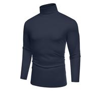 COOFANDY Turtle Neck Top for Men Jumpers Roll Neck Top Long Sleeve T-Shirt Sweater Basic Thin Winter Jumper Blue Purple S