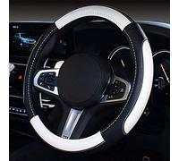 coofig Car Steering Wheel Covers Soft Microfiber Wrap Anti-Slip Universal Auto Steering Wheel Cover Protector Car Accessories Decoration For Women Men (Black white-3)