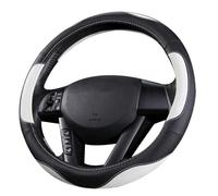 coofig Leather Car Steering Wheel Covers Universal 37-38cm /15inch Breathable Anti-slip Protector Interior Accessories Auto for Men Women (Black white-2)