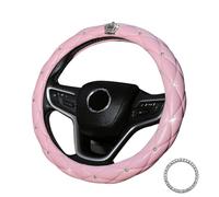 coofig Steering Wheel Covers with Bling Diamond,Universal Leather Anti-Slip Car Steering Wheel Cover Sparkly Crown Car Accessories for Women Ladies (Pink)