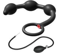 COOFINE Inflatable Anal Beads Expand Silicone Inflatable Anal Butt Plug with 3 Balls Detachable Needle Adjustable Size Adult Sex Toy for Gay Lesbian Couple Masturbation