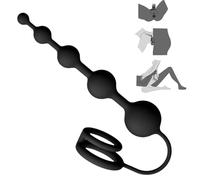 COOFINE Silicone Anal Plug with Penis Cock Rings Adult Anal Sex Toys for Women Men, Flexible Silicone Anal Beads Butt Plug Massager Graduated Design Bullet G Spot Stimulor for Couples Play