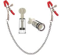 COOFLNE Nipple Suckers and Nipple Clips Clamps Stainless Steel Non Piercing Nipple Rings Decorative Clip Adult for Pleasure Toys for Women/Men Adjustable Pressure Breast Clamps (red)