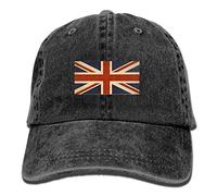 COOFOOK Adult British Flag Vintage Jeans Unisex Baseball Cap Graphic Print Men Women Adjustable Funny Washed Hat Black