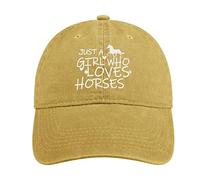 COOFOOK Just Girl Who Loves Horse Hat Baseball Cap for Women Adjustable Trendy Hats Cotton Yellow