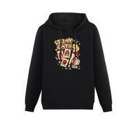 COOFOOK Men's Cotton Hooded Stray Cats Rock Hoody American Rockabilly Band Fans Hipster Streetwear Fashion Breathable Cotton Men Hooded with Pocket Black