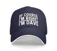 COOFOOK of Course I'm Right I'm Dave Hat for Men Dad Hats Graphic Hats Navy Blue