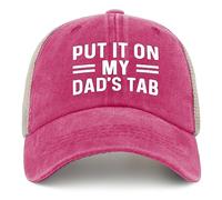 COOFOOK Put IT ON My Dad's TAB Hat Trucker Hat Men Trendy Mesh Baseball Cap Pink