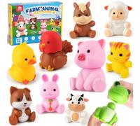 Coogam 10Pcs Farm Animal Matching Toys, Fine Motor Educational Learning Games for Preschool Baby Activities, Montessori Counting and Color Shape Sorting Toy Gift for Kids 1 2 3 Years Old