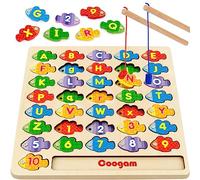 Coogam Magnetic Alphabet Numbers Fishing Game | Wooden ABC Letters & Numbers Color Matching Puzzle, Fine Motor Montessori Educational Toy for Preschool Kids 3-5 Years Old