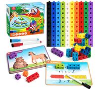 Coogam Math Cubes Age 3+, Manipulatives Number Counting Blocks with Activity Snap Linking Cube Math Construction Toy Gift for Preschool Kindergarten Learning
