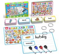 Coogam Search & Find Activity Book for 3-5 Old, 220 Sign Word Flashcards with Dry-Erase Maker, Educational Montessori Toy Travel Games for Kindergarten Preschool Kids