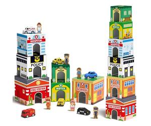 Coogam Toddler Sorting & Stacking Toy with Nesting Garages Cars