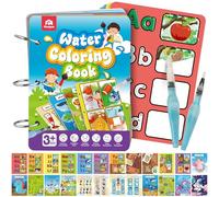 Coogam Water Coloring Busy Book, Auqa Water Painting Toy Without Measuring Drawing, 12 Double Sided Water Doodle Set for Easter Basket, Educational Learning Gifts for 3 4 5