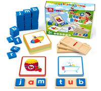 Coogam Wooden Short Vowel Reading Letters Sorting Spelling Games, Sight Words Flashcards Alphabet Puzzle Educational Toy Gift for Kids 3 4 5 Years Old