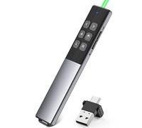 Coogamefly USB C Mouse Presenter, 2 in 1 USB and Type-C Receiver Presenter with Hyperlink/Volume Control/Full Screen/Black Picture, 2.4G Wireless Powerpoint Remote Control for Windows/Linux/Android