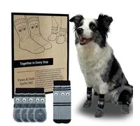 COOHAMS Non-Slip Dog Socks & Owner Sock Set- Extra-Grip, Paw Protection for Senior & Active Dogs