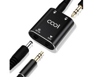 Cooidea 2 Channel Stereo Audio Mixer - Metal Shell, AUX Interface Support 2 In 1 Out Mini Stereo Sound Mixer Includes 1-Meter Audio Cables - For PC, Phone, Laptop, Headphones