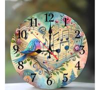 Cooiiye Flower Birds Singing Decorative Wall Clocks 6 Inches / 15 cm, Style Silent Non,Ticking Round clocks - Wooden decorative living room wall clock Art for Bathroom, Bedroom, Kitchen, Farmhouse
