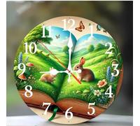 Cooiiye Modern 10 Inches Wall Clocks Silent Non-Ticking - Decorative Battery Operated wall clock with Large Bold Numerals - Easy to Read for Living Room, Kitchen, Office, School(Books Fields Scenery)