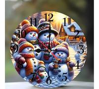 Cooiiye Modern 12 Inches Wall Clocks Silent Non-Ticking - Decorative Battery Operated wall clock with Large Bold Numerals - Easy to Read for Living Room, Kitchen, Office, School(Farm Winter Snowmans)