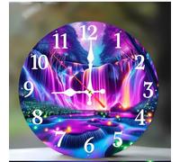 Cooiiye Modern 14 Inches Wall Clocks Silent Non-Ticking - Decorative Battery Operated wall clock with Large Bold Numerals - Easy to Read for Living Room, Kitchen, Office, School(Luminous Waterfall)