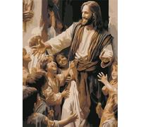 Cooiiye Paint by Numbers Kits for Adults,Jesus Christ Painting by Number Kits On Canvas for Beginners,with Framed DIY Oil Painting Digital Acrylic Painting Arts Crafts Home Wall Decor 12x16 inch