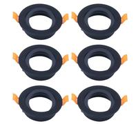 COOINJOY 6X Modern GU10 Downlights for Ceiling, Round Brushed Matt Black Aluminum Frame for Recessed Ceiling Lights, Tilt Swivel Spotlight - External Dimensions: 80mm, Cut-Out Hole Size:68-80 mm