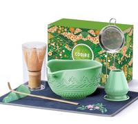 COOIRE 510mL Matcha Whisk Set: 8 Pcs Complete Ceramic Matcha Kit with Bamboo Chasen & Bowl - Frothy Tea Ceremony, Romantic Morning Ritual - Valentine's Gift for Beginners & Experts