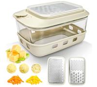Cook A Future Cheese Grater with Container and Lid,Glass Food Storage Box with Silicone Sleeves,Hand Chopper Graters,for Ginger, Vegetables, Butter, Chocolate & Nutmeg,for Microwave, Dishwasher, Oven