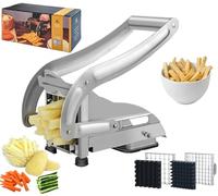 COOK A FUTURE Chip Cutter, Potato Cutter, Stainless Steel Potato Cutter with 2 Blade Sizes and Non-Slip Suction Base, Perfect for Use in the Hot Air Fryer
