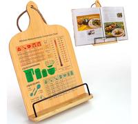 Cook Book Stand,Recipe Book Holder with Measurement Conversion Chart,House Warming Gifts New Home，Bamboo Cookbook Stand,Gifts for Women & Friends,Essential Accessories for Recipe Book Stand