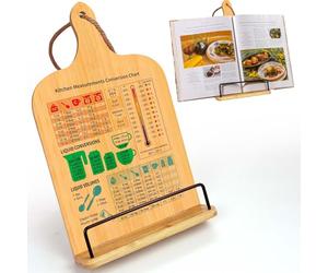 Cook Book Stand,Recipe Book Holder with Measurement Conversion Chart,House Warming Gifts new Home，Bamboo Cookbook Stand,Gifts for Women & Friends,Essential Accessories for Recipe Book Stand
