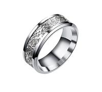 Cook Capital Rings Golden Dragon Ring with Silver Dragon Stainless Steel Ring Hooks Nose Jewelry, 12, Stainless Steel, No Gemstone