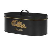 COOK CONCEPT, BT6818, Bread Box in Black and Gold Metal, Elegant Design, Optimal Capacity for Breads and Baguettes, Airtight Storage, Easy to Clean, XL Size, Black/Gold Colour