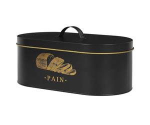 COOK CONCEPT, BT6818, Bread Box in Black and Gold Metal, Elegant Design, Optimal Capacity for Breads and Baguettes, Airtight Storage, Easy to Clean, XL Size, Black/Gold Colour
