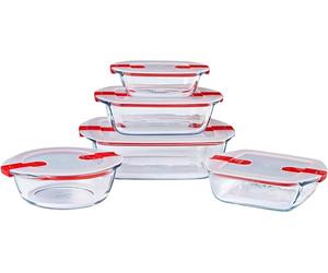 Cook&Heat - Lot de 5 boites de conservation en verre avec Lid à valves vapeur