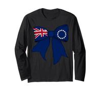 Cook Islands Cook Islander Pride Flag Girl Coquette Bow Long Sleeve T-Shirt