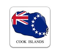 Cook Islands Flag Map - Pack of 10 Square Stickers - 55mm x 55mm