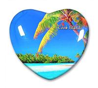Cook Islands Fridge Magnet Refrigerator Stickers Collection Decorative Magnet Travel Souvenir Heart-Shaped Crystal Glass