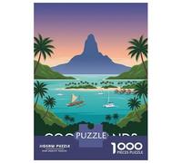 Cook Islands Pacific Paradise Poster Adult Paper Puzzle, Landmark Urban View, Interlocking Paper Pieces, Screen-Free Fun for Families, Birthday Gift, Paper Board, 38x26cm/1000pcs