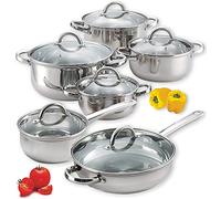 Cook N Home 12-Piece Stainless Steel Cookware Set, Silver