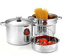 Cook N Home 4-Piece 8 Quart Multipots, Stainless Steel Pasta Cooker Steamer