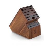 Cook N Home Acacia Wood Knife Storage Block, 20 Slot Universal Knife Holder, Countertop Butcher Block, Easy Kitchen Storage