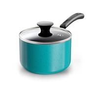 Cook N Home Basic 2 Quart Nonstick Saucepan with Glass Lid, Small Non Stick Aluminum Sauce Pan, Multi-Purpose Milk Chocolate Cooking Pot with Stay-Cool Handle, Turquoise