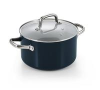 Cook N Home Non Stick Stock Pot with Lid, 6-Quart Hard Anodized Ceramic Nonstick Gumbo Pasta Pot, Induction Cookware Stockpot for Cooking, Canning, Sauce, Ollas para Cocina, Blue