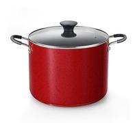 Cook N Home Nonstick Stockpot with Lid 10.5-QT, Professional Deep Cooking Pot Canning Cookware Stock Pot with Glass Lid, Marble Red