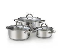 Cook N Home Sauce Pot Stainless Steel Stockpot with Glass Lid, Basic Saucier Casserole Pan Set, 6 Piece Set